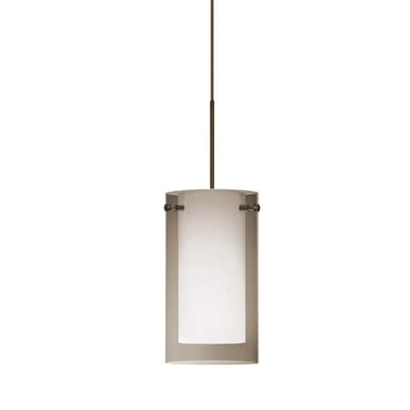 Besa Lighting Pahu 4 Cord Pendant, Trans. Smoke/Opal, Bronze Finish, 1x35W Halogen 1XT-S44007-BR